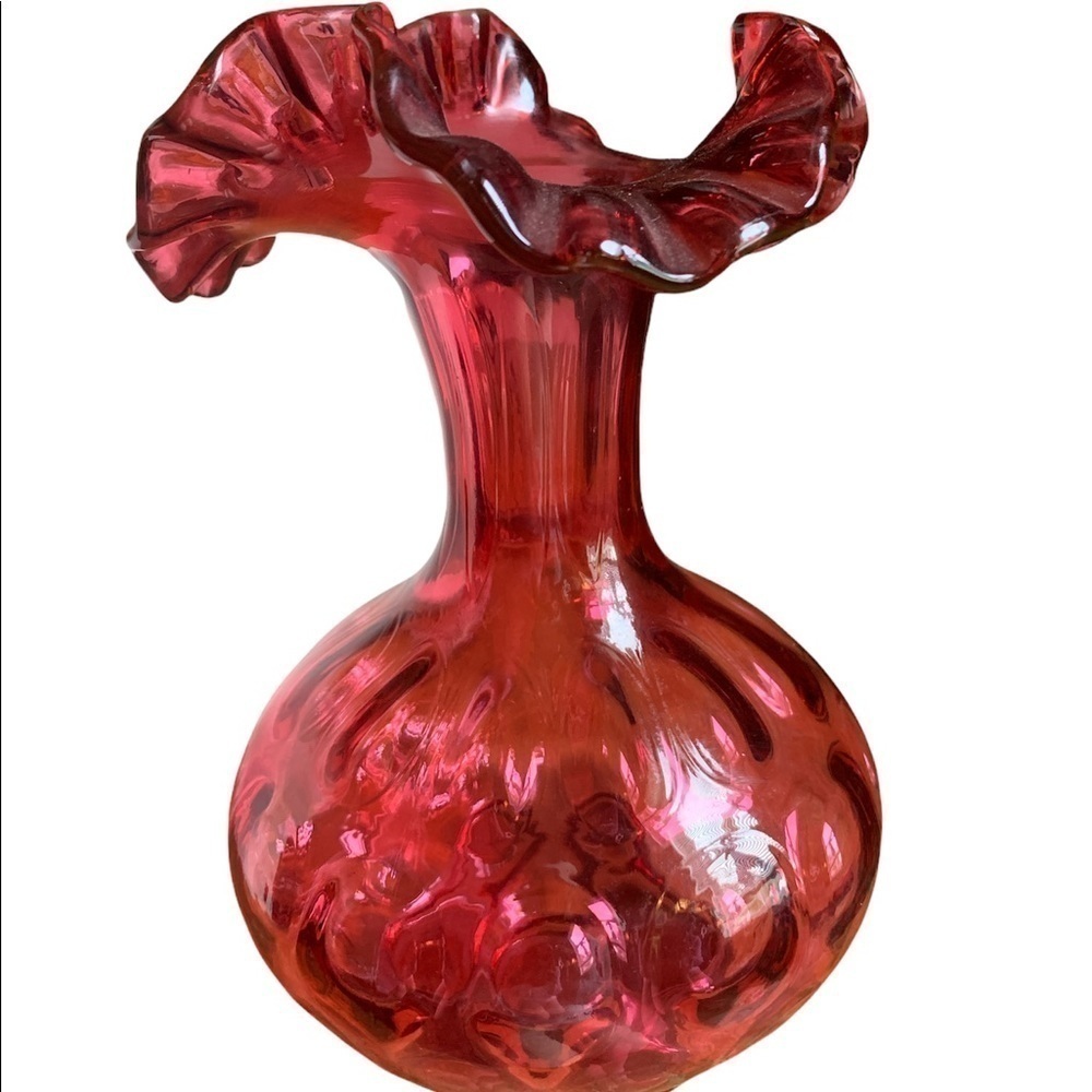 Fenton Coin Dot Cranberry Vase
